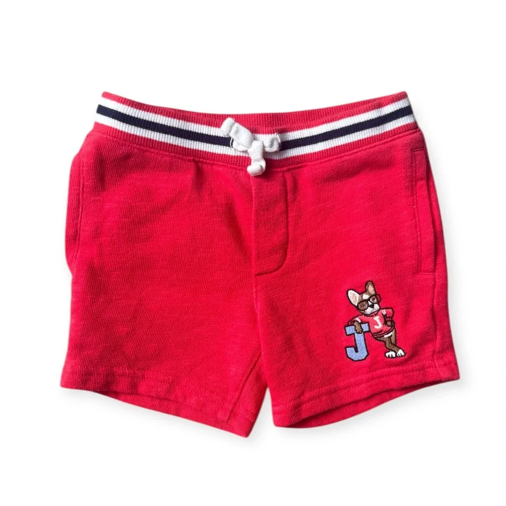 Janie and Jack Toddler Boys French Bulldog Varsity T-Shirt and Shorts Set 2T Red